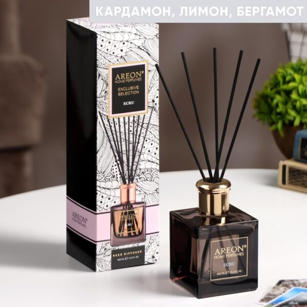 Ароматизатор для дома Areon Sticks Exclusive, кардамон, лимон, бергамот, 150 мл