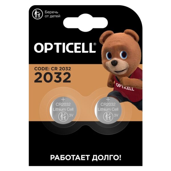 Батарейка литиевая OPTICELL, CR2032-2BL, 3В, блистер, 2 шт