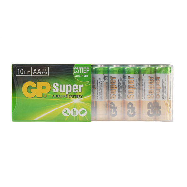 Батарейка алкалиновая GP Super, AA, LR6-10S, 1.5В, спайка, 10 шт.