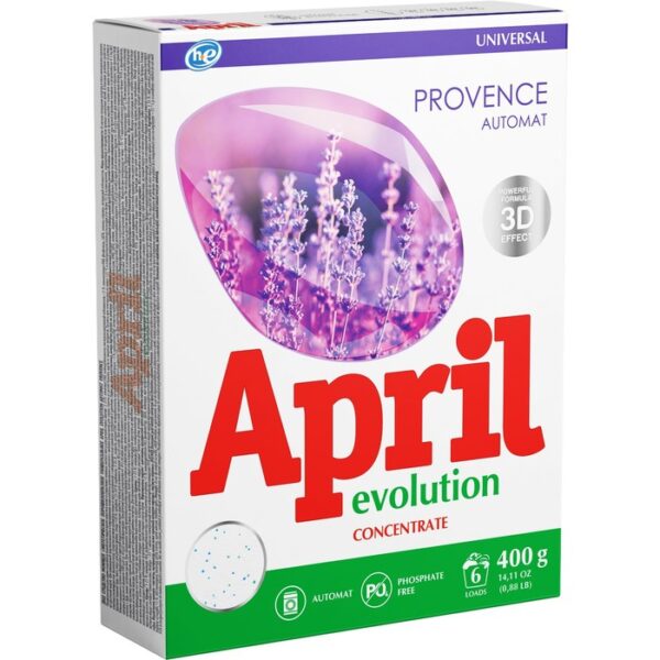 Стиральный порошок April Evolution Provenсe, универсальный, для автоматической стирки, 400 г