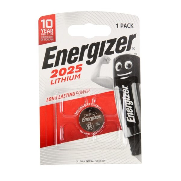 Батарейка литиевая Energizer, CR2025-1BL, 3В, блистер, 1 шт.