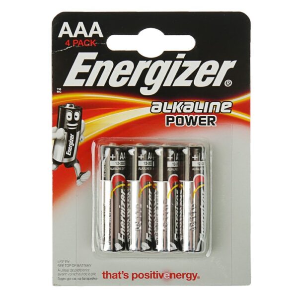 Батарейка алкалиновая Energizer Alkaline Power, AAA, LR03-4BL, 1.5В, блистер, 4 шт.