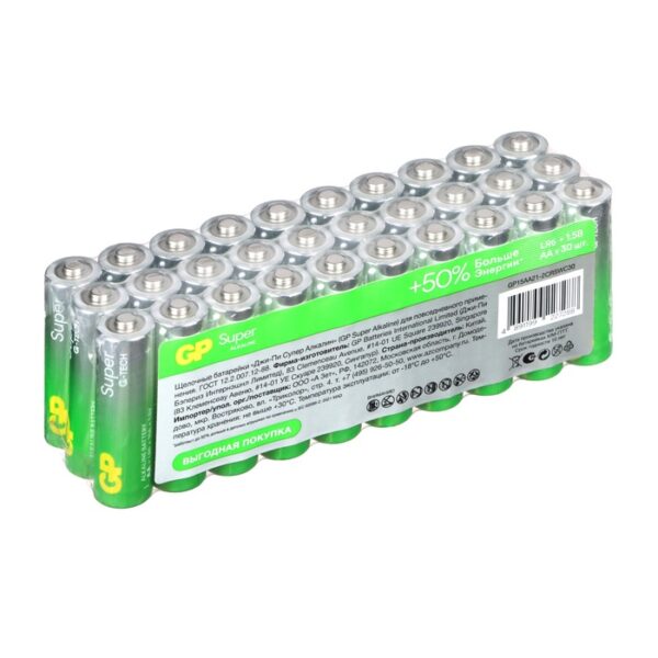 Батарейка алкалиновая GP Super Alkaline G-Tech, AA, LR6-30BOX, 1.5В, набор, 30 шт